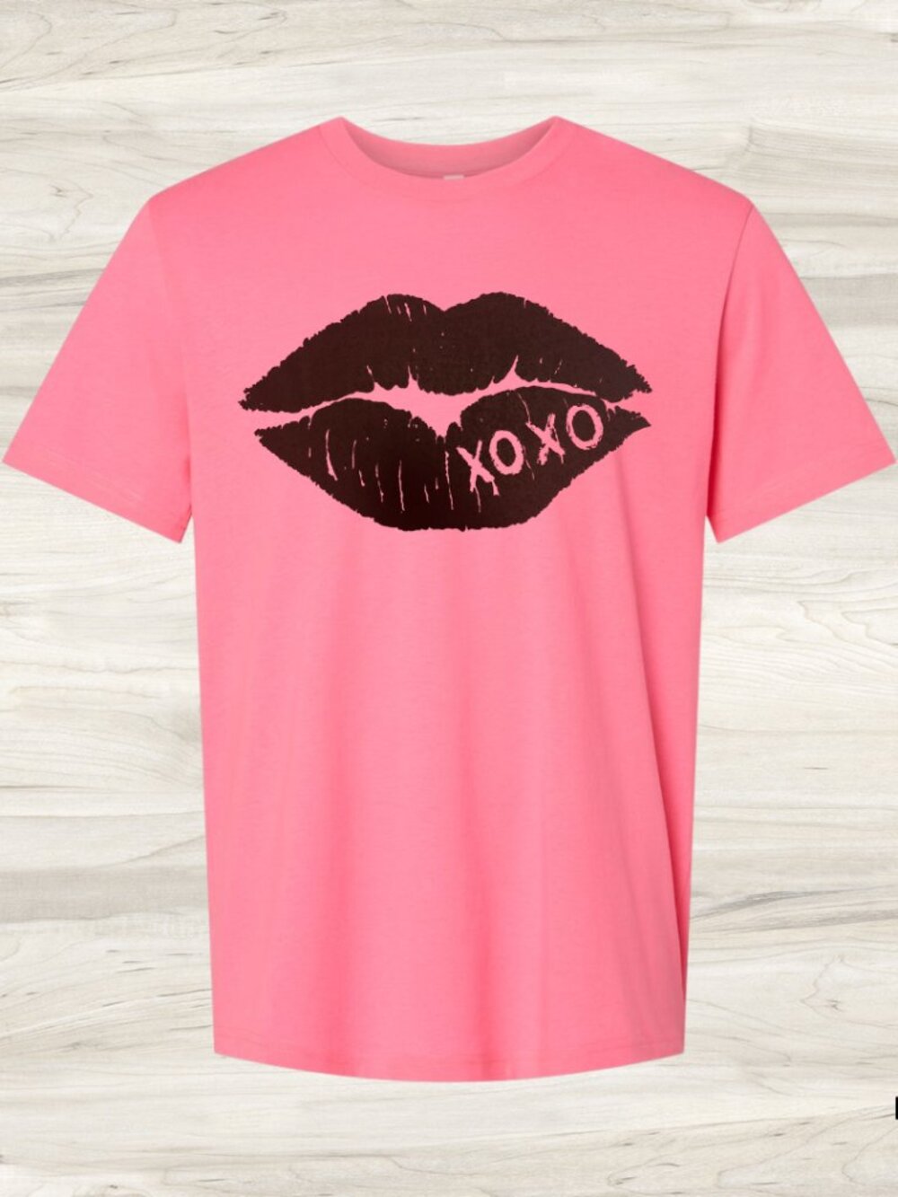 NWT Bella Canvas XOXO Lips Unisex Graphic Tee Neon Pink Size 3XL